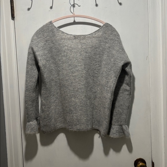 SEZANE fride mohair blend v neck sweater ruffle sleeves - Picture 6 of 7